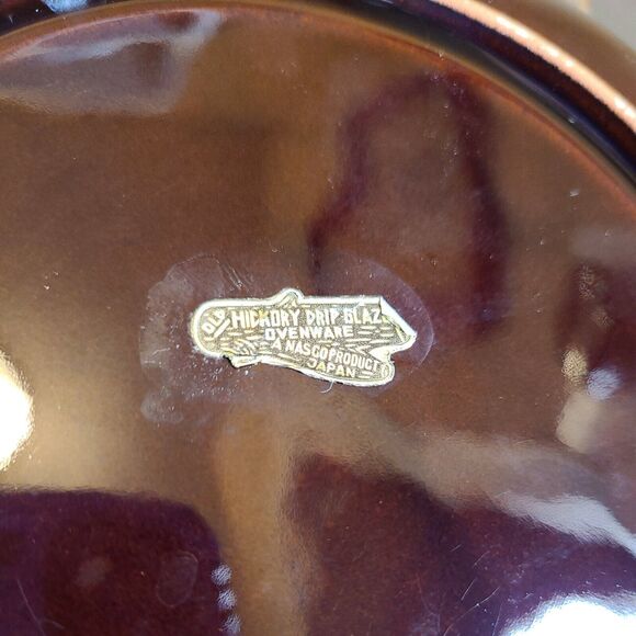 Vintage 60-70s Old Hickory Drip Glaze Ovenware Plates Nasco Product Japan 7 Inch - Picture 8 of 10